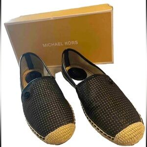 MICHAEL KORS Kendrick Slip On Pixie Fine Perforated Square Espadrille Flats 8M